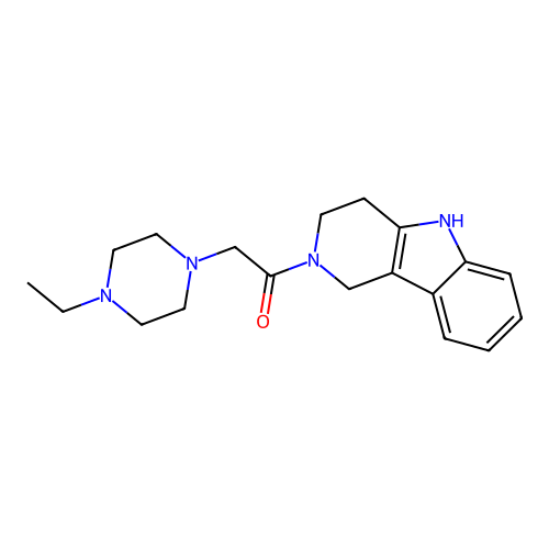 1-(3,4-dihydro-1H-pyrido[4,3-b]indol-2(5H)-yl)-2-(4-ethylpiperazin-1-yl)ethanone structure