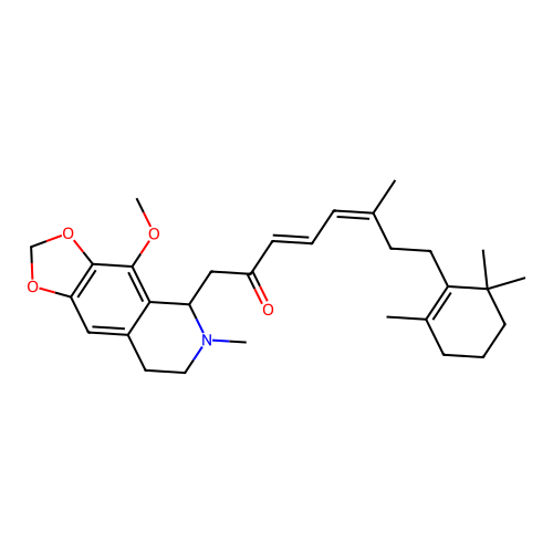 1-(4-methoxy-6-methyl-5,6,7,8-tetrahydro-[1,3]dioxolo[4,5-g]isoquinolin-5-yl)-6-methyl-8-(2,6,6-trimethylcyclohex-1-en-1-yl)octa-3,5-dien-2-one structure