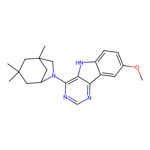 8-methoxy-4-(1,3,3-trimethyl-6-azabicyclo[3.2.1]oct-6-yl)-5H-pyrimido[5,4-b]indole structure