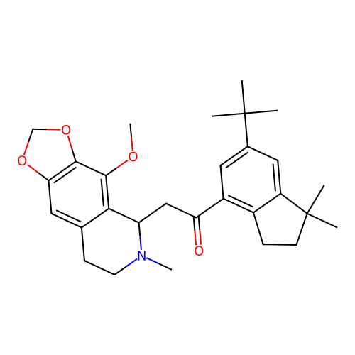 1-(6-(tert-butyl)-1,1-dimethyl-2,3-dihydro-1H-inden-4-yl)-2-(4-methoxy-6-methyl-5,6,7,8-tetrahydro-[1,3]dioxolo[4,5-g]isoquinolin-5-yl)ethanone structure