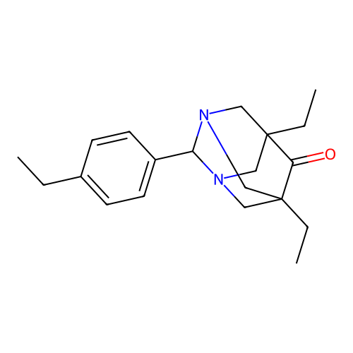 (1r,5R,7S)-5,7-diethyl-2-(4-ethylphenyl)-1,3-diazaadamantan-6-one structure