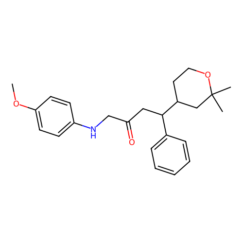 4-(2,2-dimethyloxan-4-yl)-1-(4-methoxyanilino)-4-phenylbutan-2-one structure