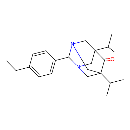 (1r,5R,7S)-2-(4-ethylphenyl)-5,7-diisopropyl-1,3-diazaadamantan-6-one structure