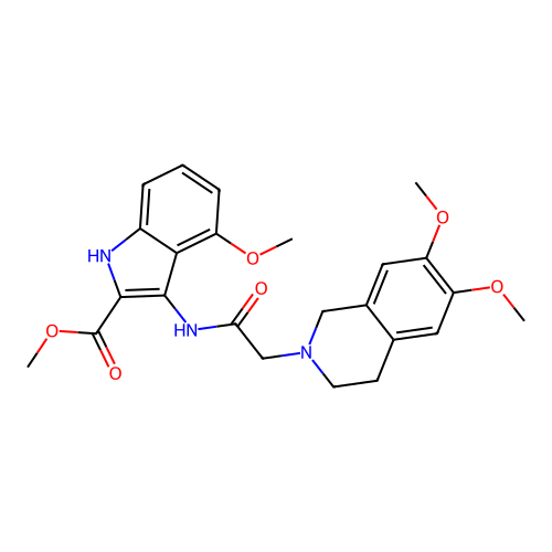 methyl 3-(2-(6,7-dimethoxy-3,4-dihydroisoquinolin-2(1H)-yl)acetamido)-4-methoxy-1H-indole-2-carboxylate structure
