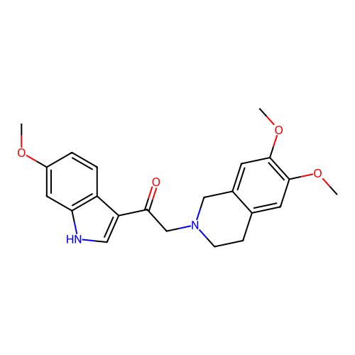 2-(6,7-dimethoxy-3,4-dihydro-1H-isoquinolin-2-yl)-1-(6-methoxy-1H-indol-3-yl)ethanone structure