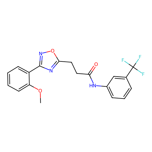 3-[3-(2-methoxyphenyl)-1,2,4-oxadiazol-5-yl]-N-[3-(trifluoromethyl)phenyl]propanamide structure