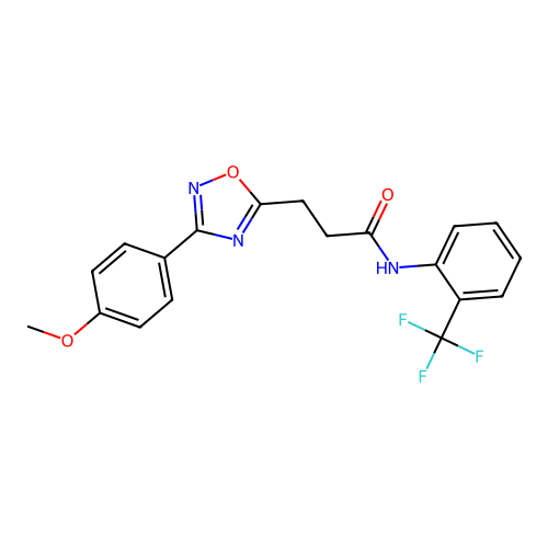 3-[3-(4-methoxyphenyl)-1,2,4-oxadiazol-5-yl]-N-[2-(trifluoromethyl)phenyl]propanamide structure