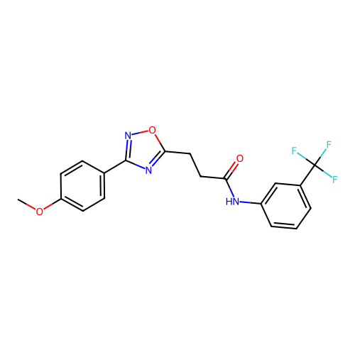 3-[3-(4-methoxyphenyl)-1,2,4-oxadiazol-5-yl]-N-[3-(trifluoromethyl)phenyl]propanamide structure