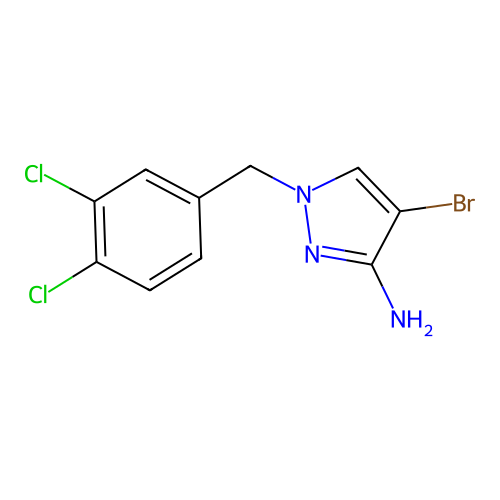 4-bromo-1-(3,4-dichlorobenzyl)-1H-pyrazol-3-amine structure