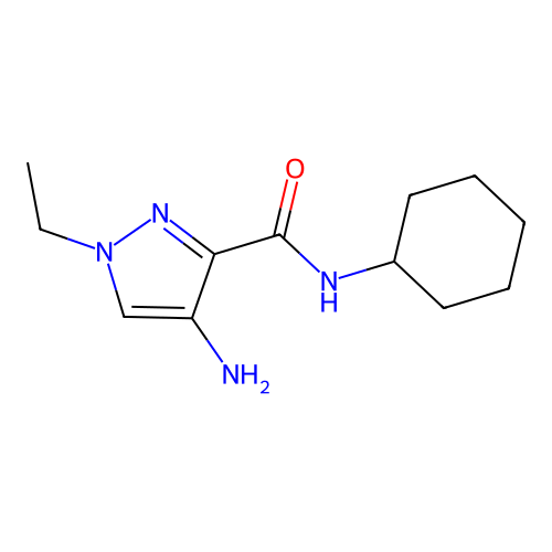 4-amino-N-cyclohexyl-1-ethyl-1H-pyrazole-3-carboxamide structure