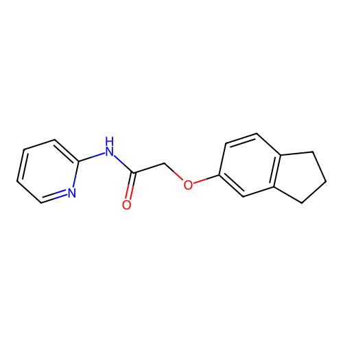 2-(2,3-dihydro-1H-inden-5-yloxy)-N-pyridin-2-ylacetamide structure