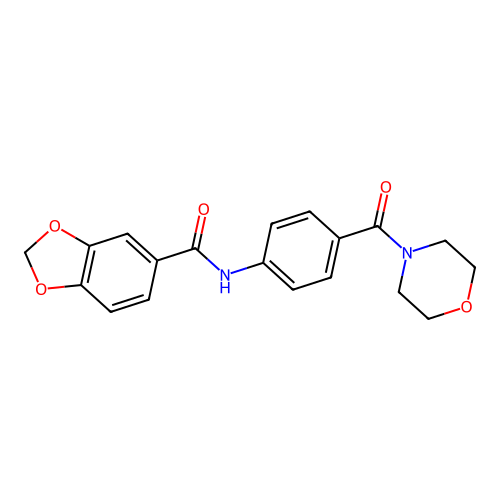 N-[4-(morpholine-4-carbonyl)phenyl]-1,3-benzodioxole-5-carboxamide structure