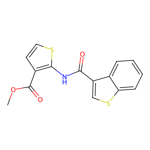 Methyl 2-(benzo[b]thiophen-3-ylcarbonylamino)thiophene-3-carboxylate structure