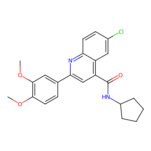 6-chloro-N-cyclopentyl-2-(3,4-dimethoxyphenyl)quinoline-4-carboxamide structure