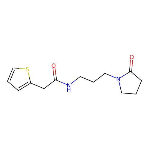N-[3-(2-oxopyrrolidin-1-yl)propyl]-2-thiophen-2-ylacetamide structure