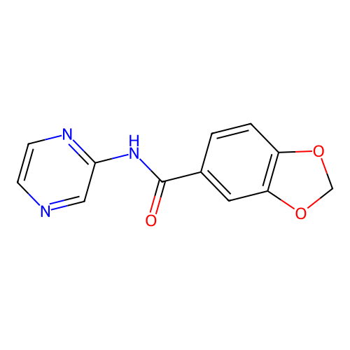 N-pyrazin-2-yl-1,3-benzodioxole-5-carboxamide structure