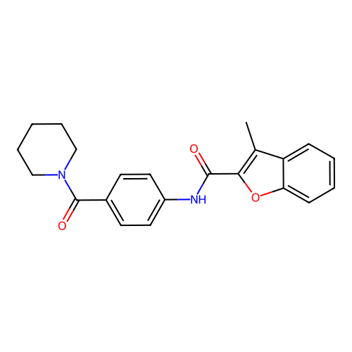 3-methyl-N-[4-(piperidine-1-carbonyl)phenyl]-1-benzofuran-2-carboxamide structure