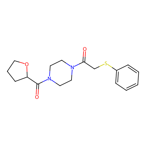 1-[4-(Oxolane-2-carbonyl)piperazin-1-yl]-2-phenylsulfanylethanone structure
