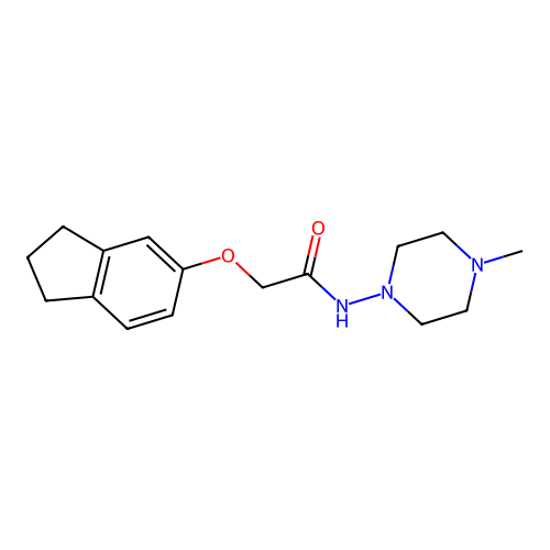 2-(2,3-dihydro-1H-inden-5-yloxy)-N-(4-methylpiperazin-1-yl)acetamide structure