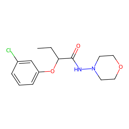 2-(3-chlorophenoxy)-N-morpholin-4-ylbutanamide structure