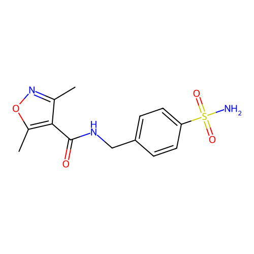 3,5-dimethyl-N-[(4-sulfamoylphenyl)methyl]-1,2-oxazole-4-carboxamide structure