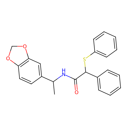 N-[1-(1,3-benzodioxol-5-yl)ethyl]-2-phenyl-2-phenylsulfanylacetamide structure