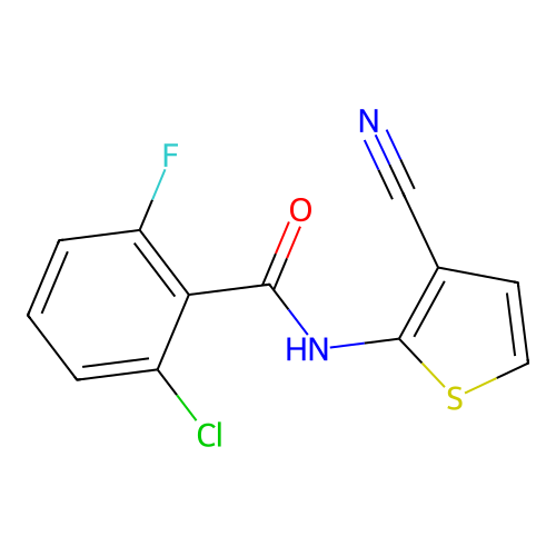 2-chloro-N-(3-cyanothiophen-2-yl)-6-fluorobenzamide structure