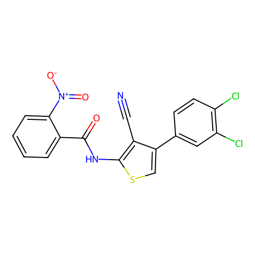N-[3-cyano-4-(3,4-dichlorophenyl)thiophen-2-yl]-2-nitrobenzamide structure