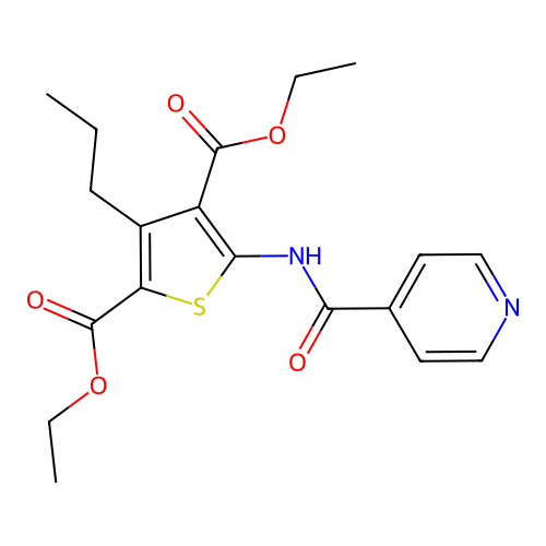 Diethyl 3-propyl-5-[(pyridin-4-ylcarbonyl)amino]thiophene-2,4-dicarboxylate structure
