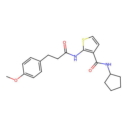 N-cyclopentyl-2-[3-(4-methoxyphenyl)propanoylamino]thiophene-3-carboxamide structure