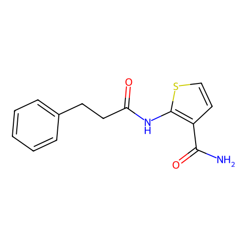 2-(3-Phenylpropanoylamino)thiophene-3-carboxamide structure