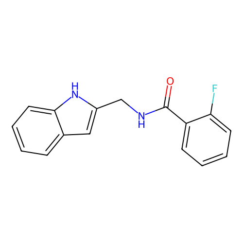 2-fluoro-N-(1H-indol-2-ylmethyl)benzamide structure
