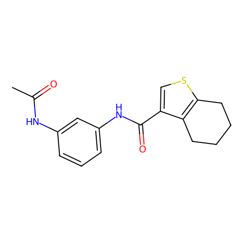 N-(3-acetamidophenyl)-4,5,6,7-tetrahydro-1-benzothiophene-3-carboxamide structure