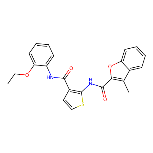 N-[3-[(2-ethoxyphenyl)carbamoyl]thiophen-2-yl]-3-methyl-1-benzofuran-2-carboxamide structure