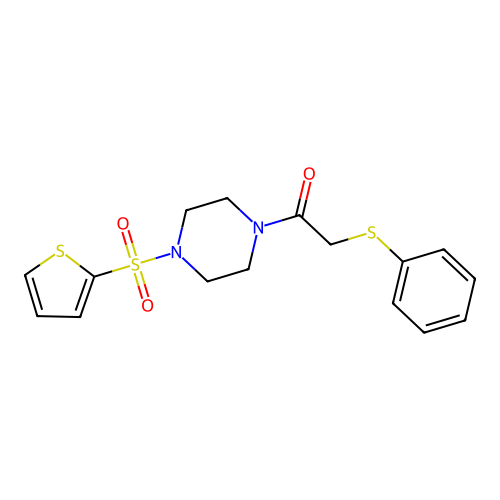 2-Phenylsulfanyl-1-(4-thiophen-2-ylsulfonylpiperazin-1-yl)ethanone structure