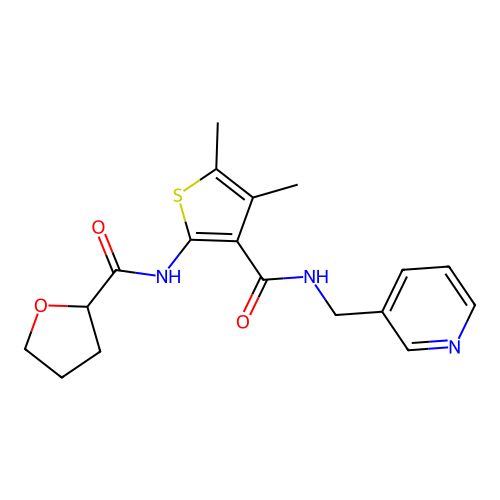 N-[4,5-dimethyl-3-(pyridin-3-ylmethylcarbamoyl)thiophen-2-yl]oxolane-2-carboxamide structure