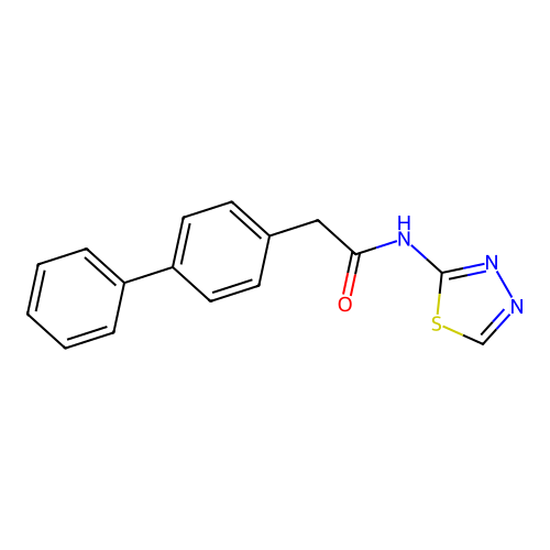 2-(4-phenylphenyl)-N-(1,3,4-thiadiazol-2-yl)acetamide structure