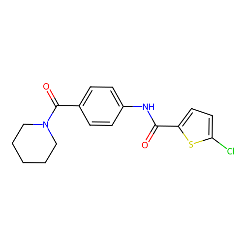 5-chloro-N-[4-(piperidine-1-carbonyl)phenyl]thiophene-2-carboxamide structure