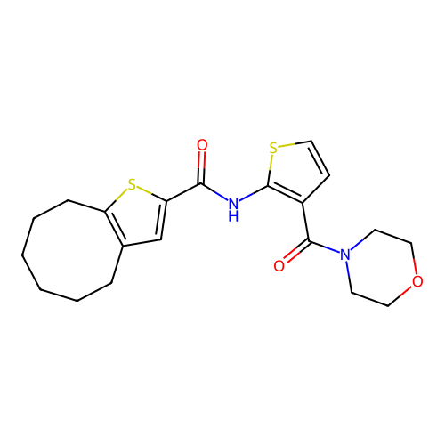 N-[3-(morpholine-4-carbonyl)thiophen-2-yl]-4,5,6,7,8,9-hexahydrocycloocta[b]thiophene-2-carboxamide structure