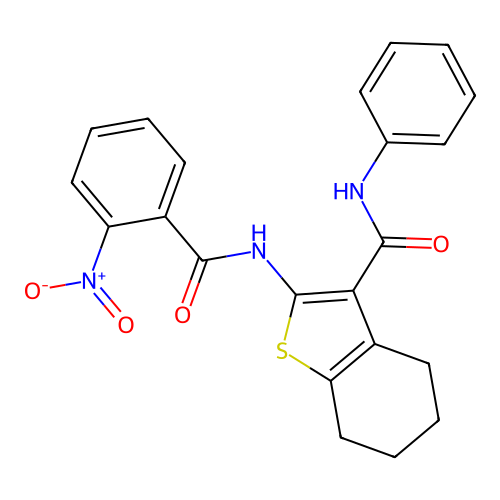2-[(2-nitrobenzoyl)amino]-N-phenyl-4,5,6,7-tetrahydro-1-benzothiophene-3-carboxamide structure