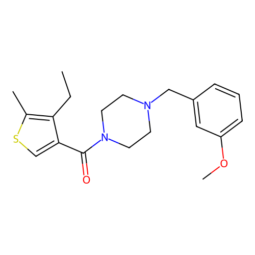 (4-ethyl-5-methylthiophen-3-yl)-[4-[(3-methoxyphenyl)methyl]piperazin-1-yl]methanone structure