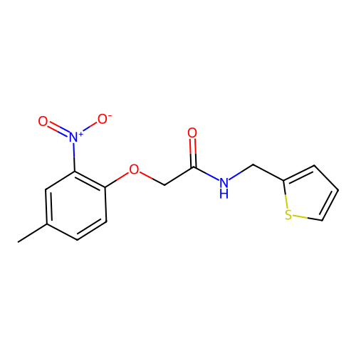 2-(4-methyl-2-nitrophenoxy)-N-(thiophen-2-ylmethyl)acetamide structure