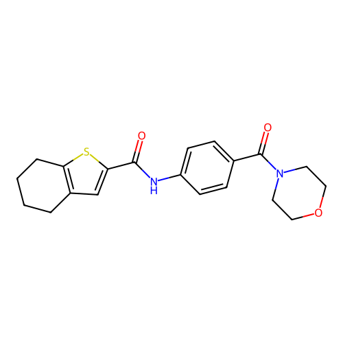 N-[4-(morpholine-4-carbonyl)phenyl]-4,5,6,7-tetrahydro-1-benzothiophene-2-carboxamide structure