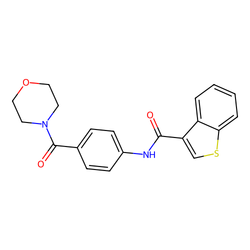N-[4-(morpholine-4-carbonyl)phenyl]-1-benzothiophene-3-carboxamide structure