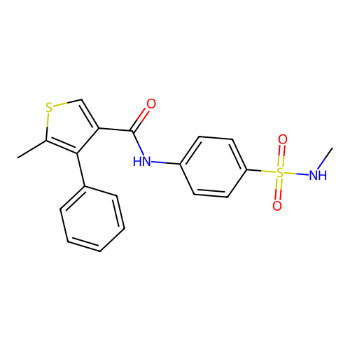 5-methyl-N-[4-(methylsulfamoyl)phenyl]-4-phenylthiophene-3-carboxamide structure