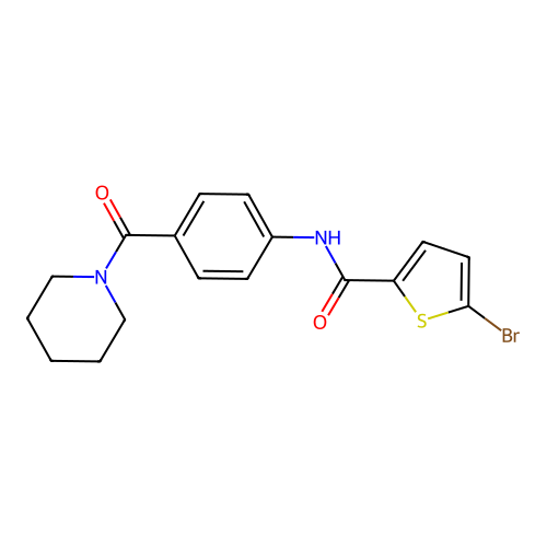 5-bromo-N-[4-(piperidine-1-carbonyl)phenyl]thiophene-2-carboxamide structure