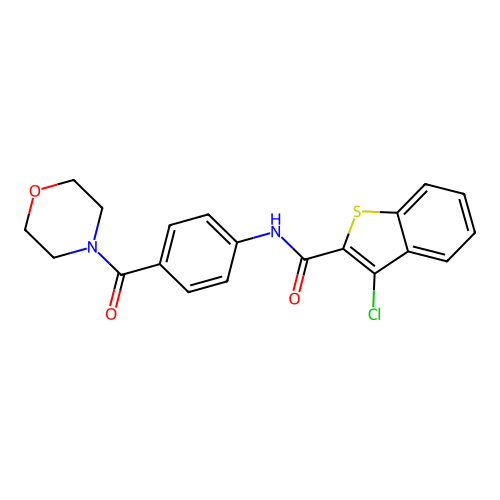 3-chloro-N-[4-(morpholine-4-carbonyl)phenyl]-1-benzothiophene-2-carboxamide structure