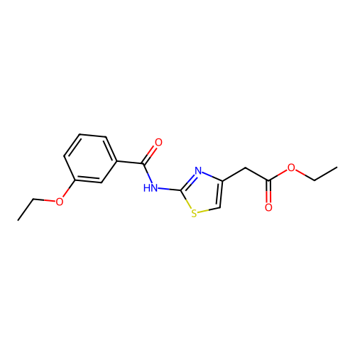 Ethyl 2-[2-[(3-ethoxybenzoyl)amino]-1,3-thiazol-4-yl]acetate structure