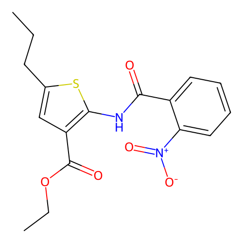Ethyl 2-[(2-nitrobenzoyl)amino]-5-propyl-3-thiophenecarboxylate structure