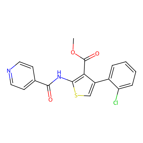 Methyl 4-(2-chlorophenyl)-2-(pyridine-4-carbonylamino)thiophene-3-carboxylate structure